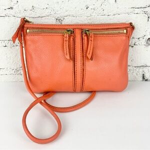 Fossil Erin Small Zip Top Watermelon Pink Crossbody Purse